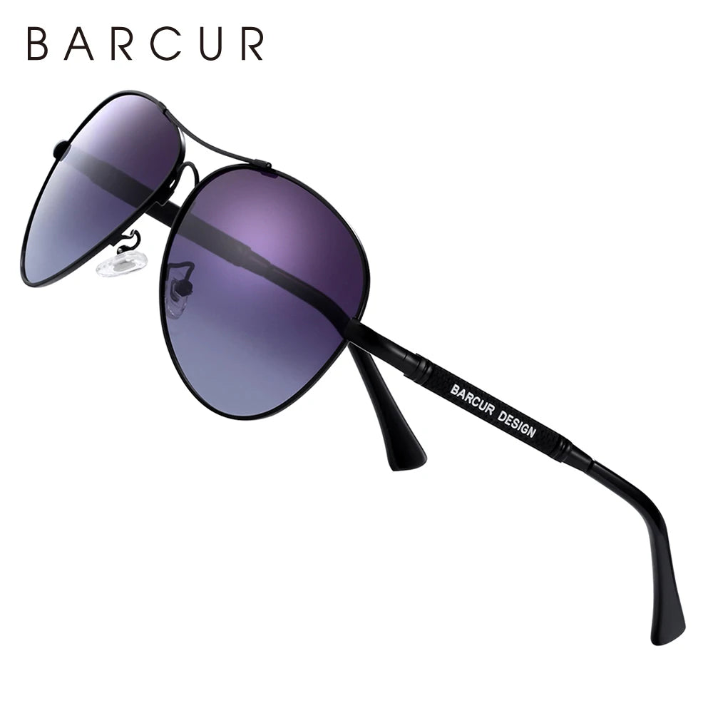 BARCUR Design Titanium Alloy Sunglasses Polarized Men's Sun Glasses Women Pilot Gradient Eyewear Mirror Shades Oculos De Sol