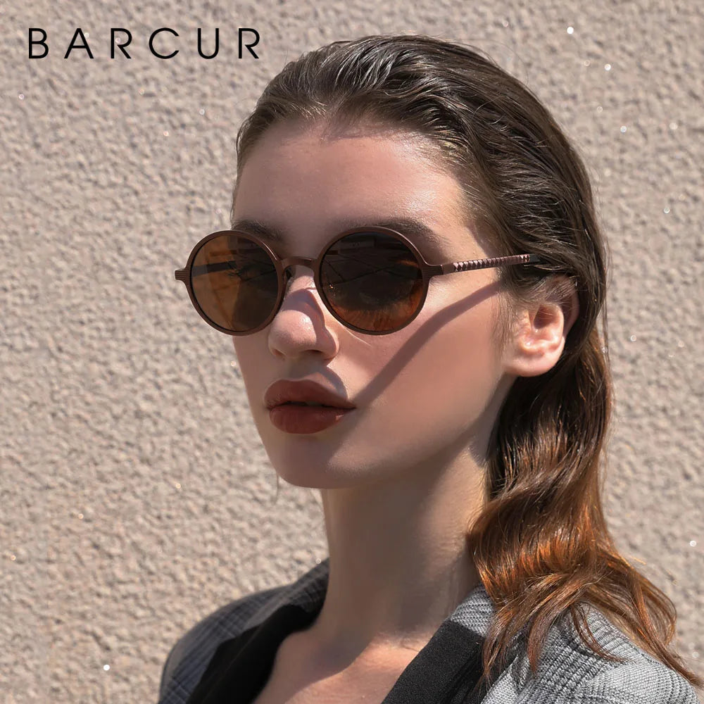 BARCUR Hot Black Goggle Male Round Sunglasses Luxury Brand Men Glasses Retro Vintage Women Sun Glasses UV400 Eyewear