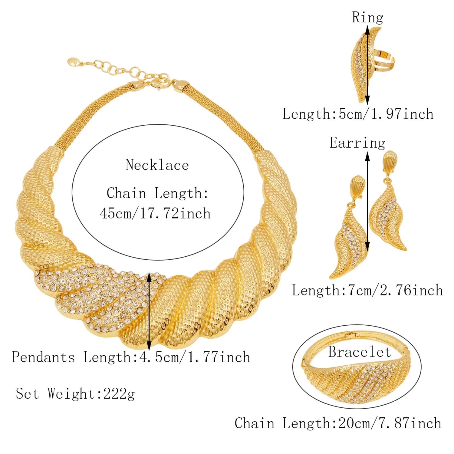 Necklace For WomenBig Necklace Jewelry Set Dubai Bridal Wedding Luxury Gold Plated Bracelet African American Jewelry Party