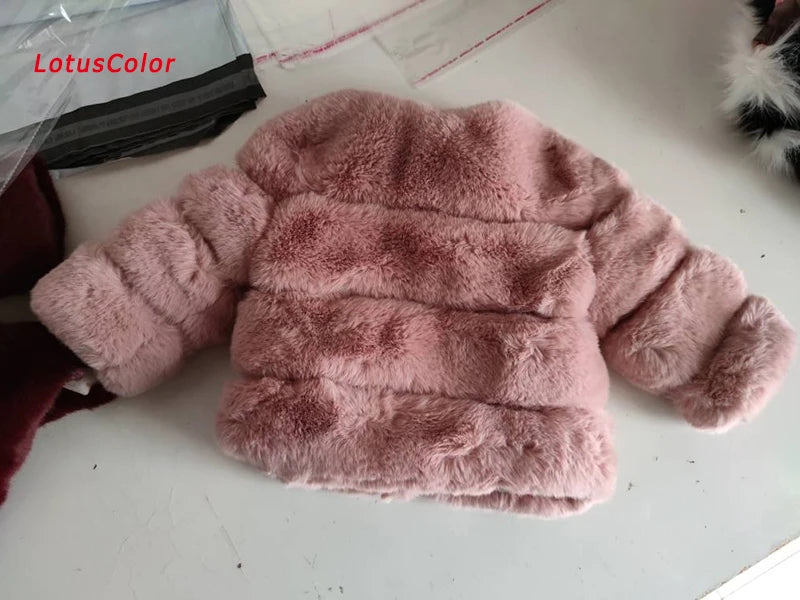 Baby Girls Faux Fur Coat Winter Children Girls Long Sleeve Christmas Jacket Warm Kids Girls Snow Coat Girls Outerwear Clothing