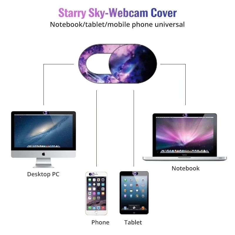 Starry Sky Pattern WebCam Camera Cover Laptop Stickers for Laptops Macbook Smart Phone Privacy Protection Shutter Slider Sticker