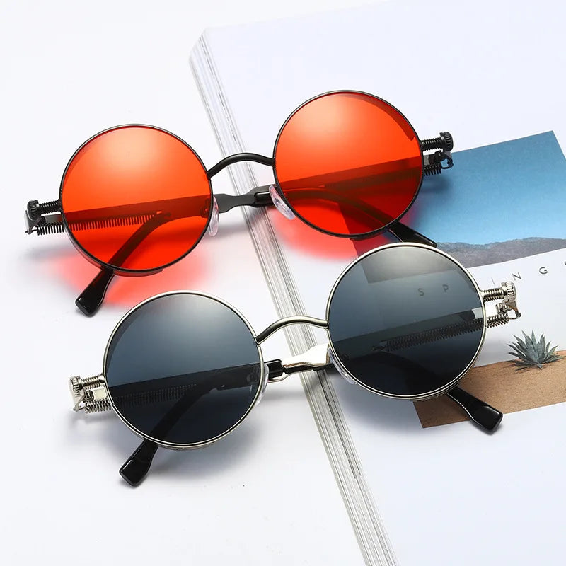 Metal Steampunk Sunglasses Men Women Fashion Round Glasses Brand Designer Vintage Sun Glasses High Quality Oculos de sol 2021