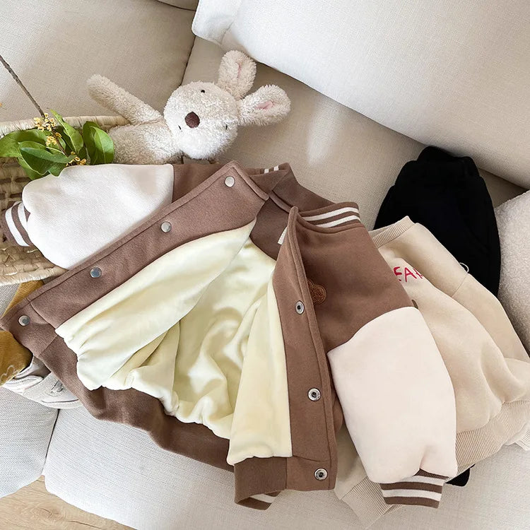 Baby Jacket Casual Baseball Uniform Jacket Outerwear Kids Coat Toddler Infant Baby Boys Girls Clothes Cute Fleece Winter Warm