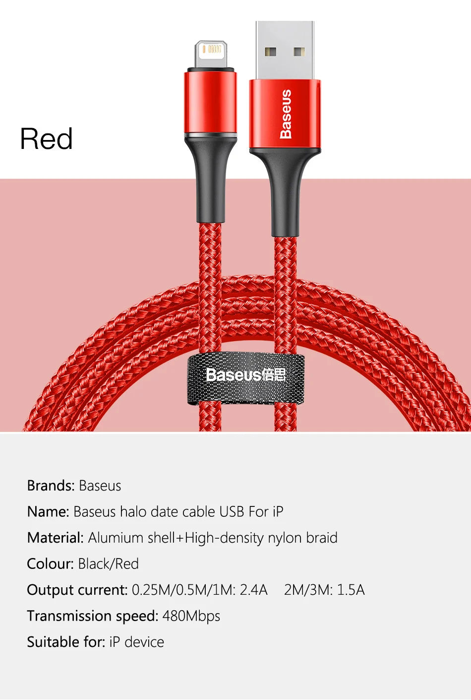 Baseus Lighting USB Cable For iPhone 14 13 12 11 Pro Max X Fast Charging Charger Cable For iPhone 8 7 6 6s iPad Data Wire Cord