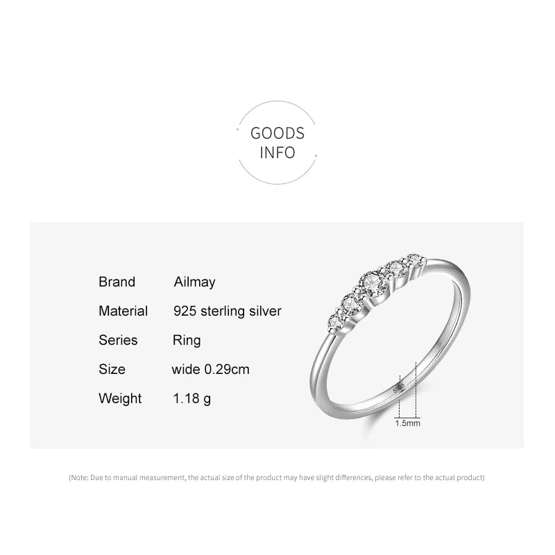 Ailmay Exquisite Sterling Silver 925 Stackable Geometric Design Round Finger Rings for Women Fashion Simple Plain Fine Jewelry