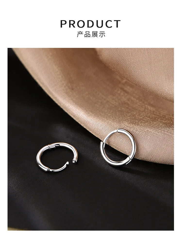 Glossy Hoop Earrings 925 Silver Gold Color Earrings Piercing Accessory Trendy Huggie Female Hoops For Men