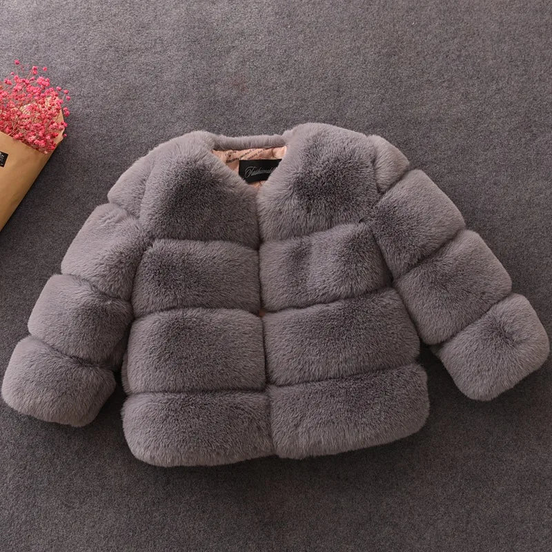 Baby Girls Faux Fur Coat Winter Children Girls Long Sleeve Christmas Jacket Warm Kids Girls Snow Coat Girls Outerwear Clothing