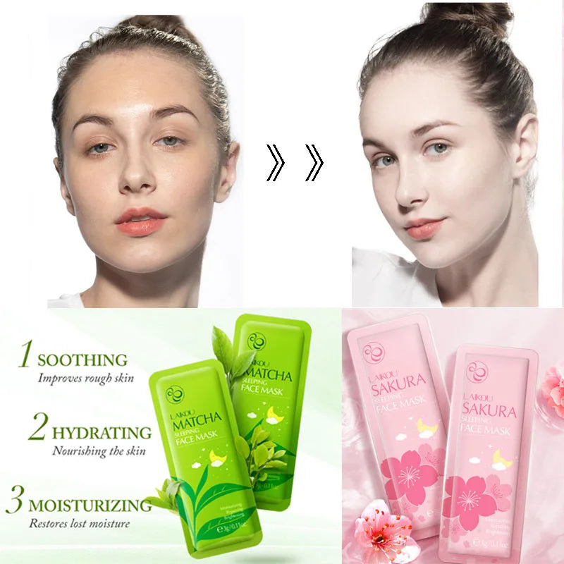 LAIKOU Sakura Seaweed Centella Snail Collagen Sleeping Mask Individual Packaging Nourishing Skin care Skin Barrier Face Mask