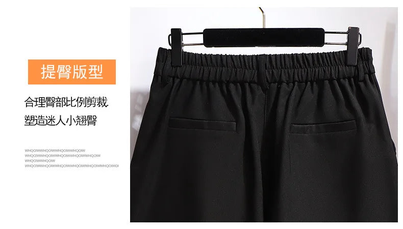 150Kg Plus Size Women's Summer Casual High-Waisted Wide-Leg Shorts 5XL 6XL 7XL 8XL 9XL Thin A-Line Shorts Black