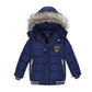 New Winter Boys Jacket Warm Fur Collar Fashion Baby Girls Coat Hooded Zipper Outerwear Birthday Gift 1-6 Years Kids Clothes