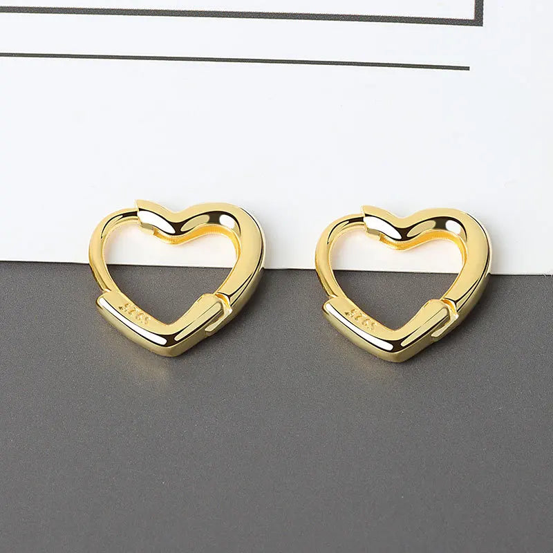 925 Silver Heart Huggie Hoop Earrings for Women | Bulbusbow - Trendy & Unique Sterling Plata Earrings