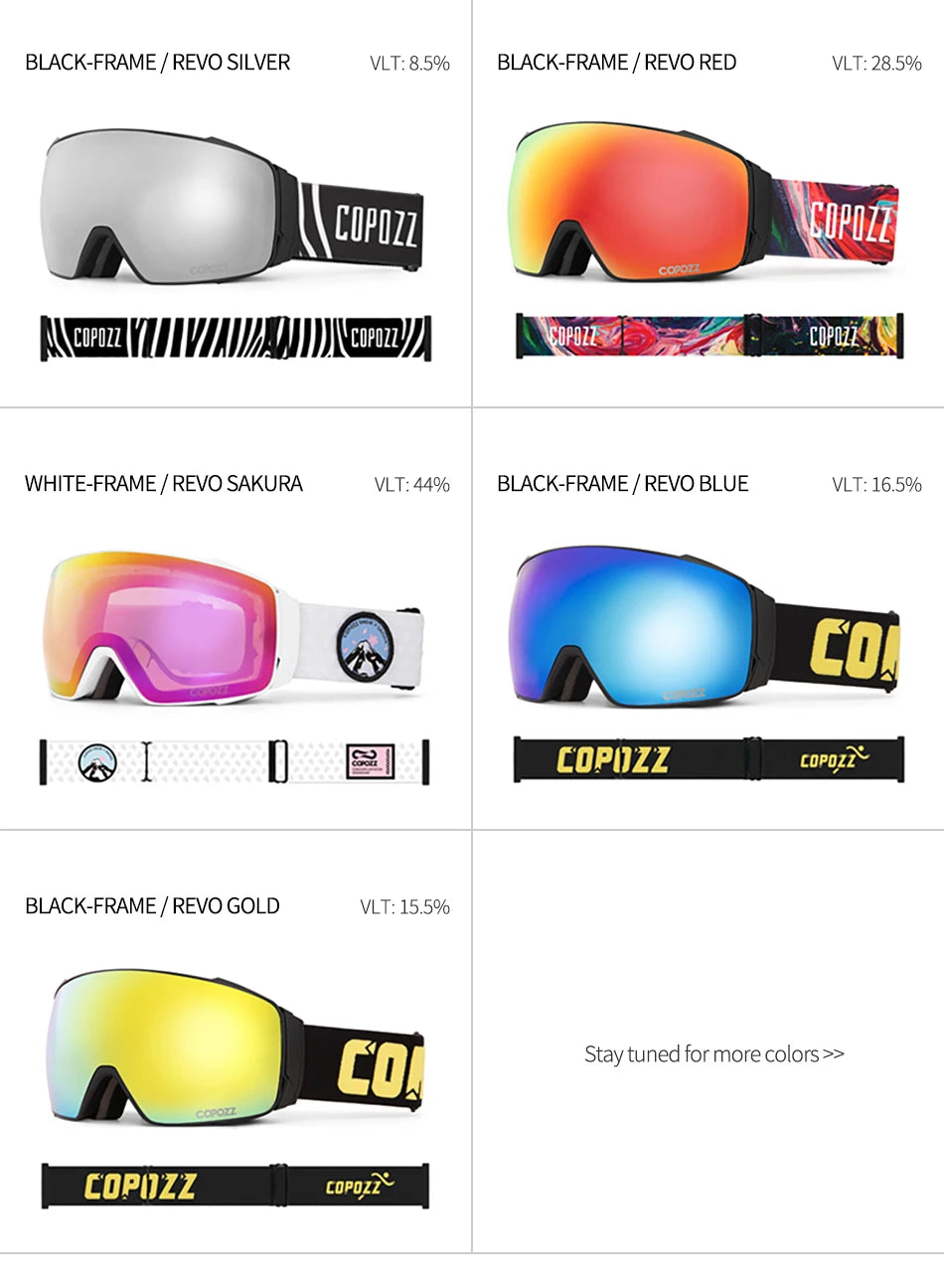 Copozz Magnetic Polarized Ski Goggles Anti-Fog Winter Double-Layers UV400 Protection Men Ski Glasses Eyewear with Lens Case Set