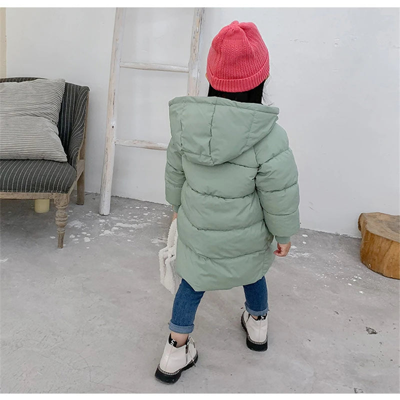 Kids Down Long Outerwear Winter Autumn Teen Cotton Clothes Boys Girls Cotton-Padded Parka Coats Big Children Thicken Warm Jacket