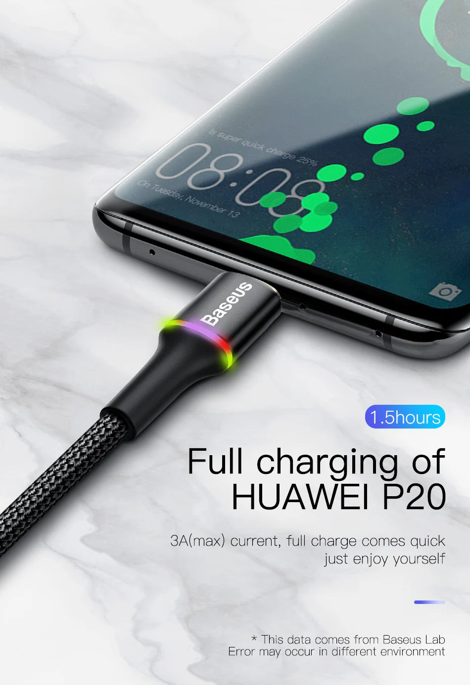 Baseus 3A USB Type C Cable For Xiaomi Poco x3 Samsung Galaxy S20 S10 For huawei type-C Mobile Phone USB C Fast Charging Cable