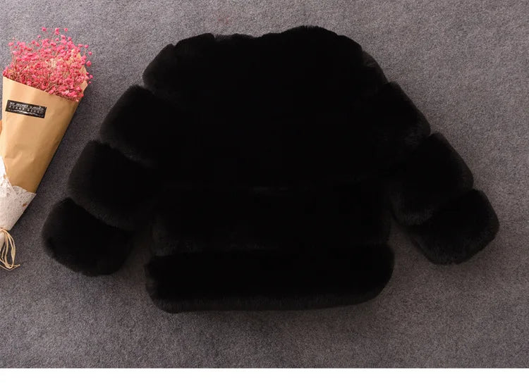 Baby Girls Faux Fur Coat Winter Children Girls Long Sleeve Christmas Jacket Warm Kids Girls Snow Coat Girls Outerwear Clothing