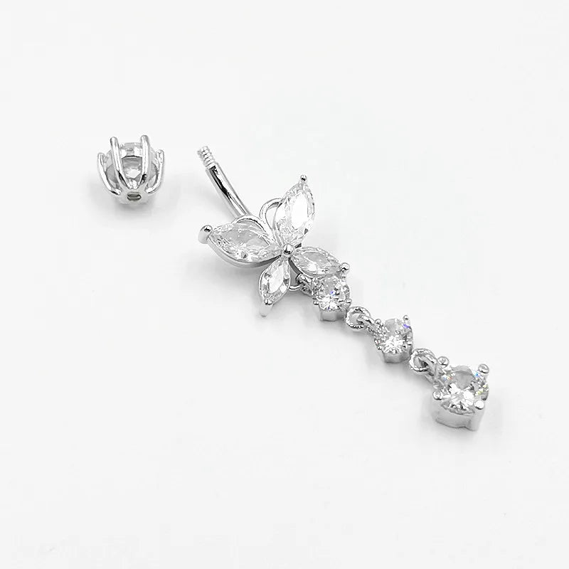 925 sterling silver belly button ring heart cubic zircon navel belly piercing jewelry