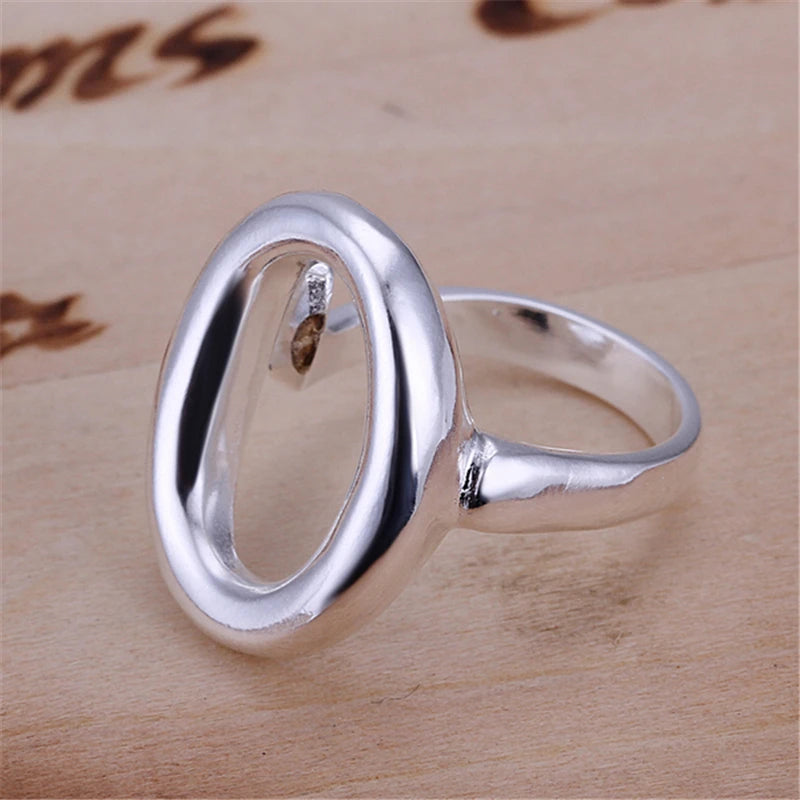 DOTEFFIL 925 Sterling Silver Circle O Open Adjustable Size Rings For Women Wedding Engagement Party Jewelry