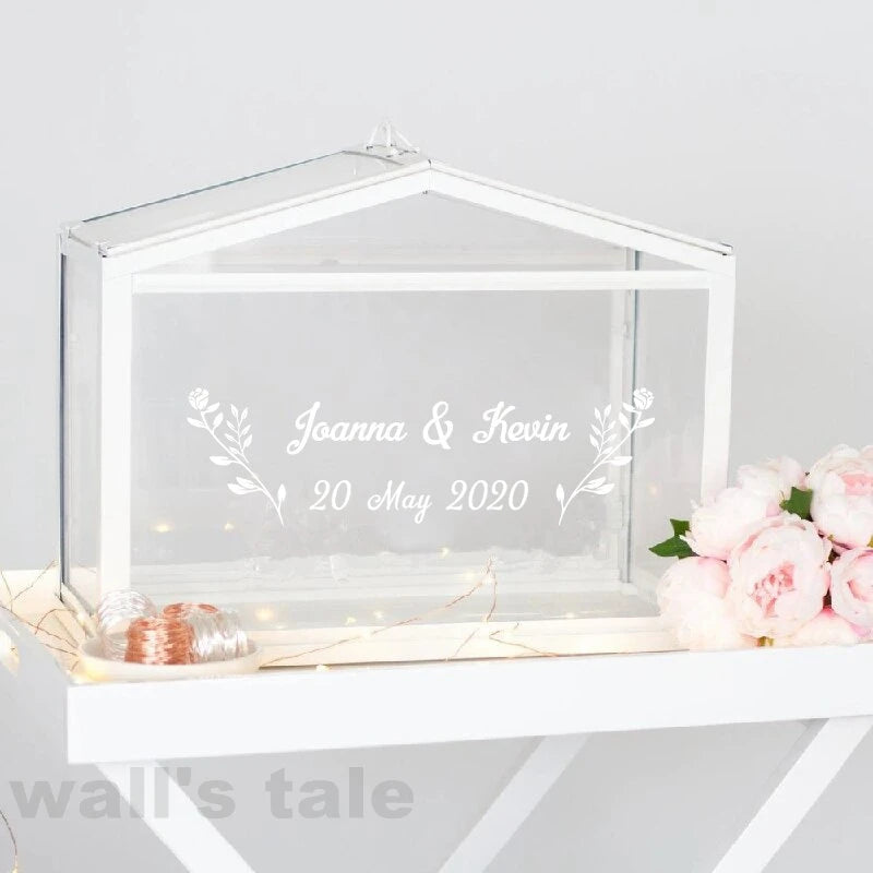 Wedding Cards and Gifts Box Vinyl Sticker Personalized Names Date Decals Custom Stickers For Wedding Boxs Art Decoration