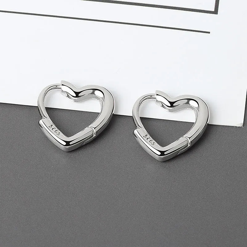 925 Silver Heart Huggie Hoop Earrings for Women | Bulbusbow - Trendy & Unique Sterling Plata Earrings