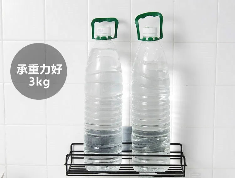 Japanese-style wrought iron bathroom shelf wall-mounted shower gel storage rack toilet free punch toiletry stand