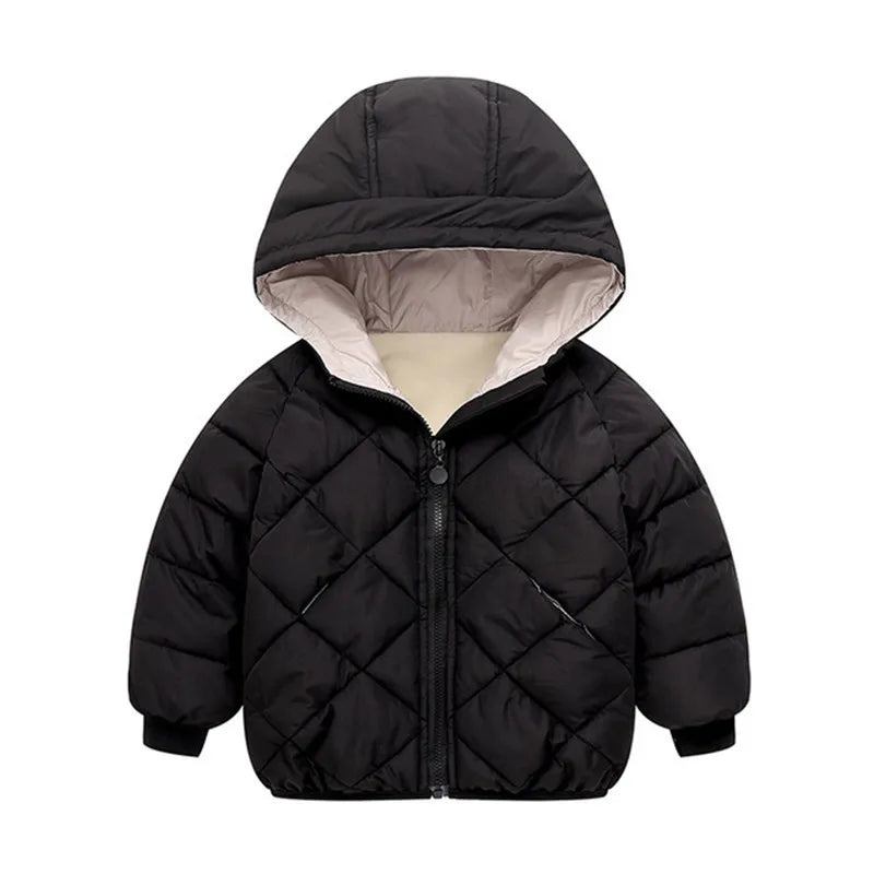 New Kids Padded Coat Boys Hooded Outerwear Girls Warm Jacket Autumn Winter Children Clothing Baby Fashion Zipper Clothing 3-8Y