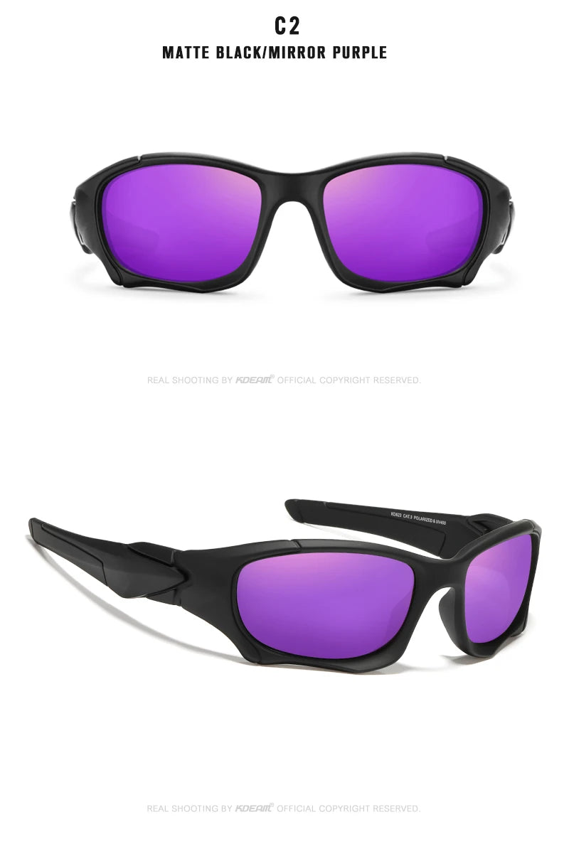 KDEAM Outdoor Sports Polarized Sunglasses Men Curve Cutting Frame Stress-Resistant Lens Shield Sun Glasses Women KD0623