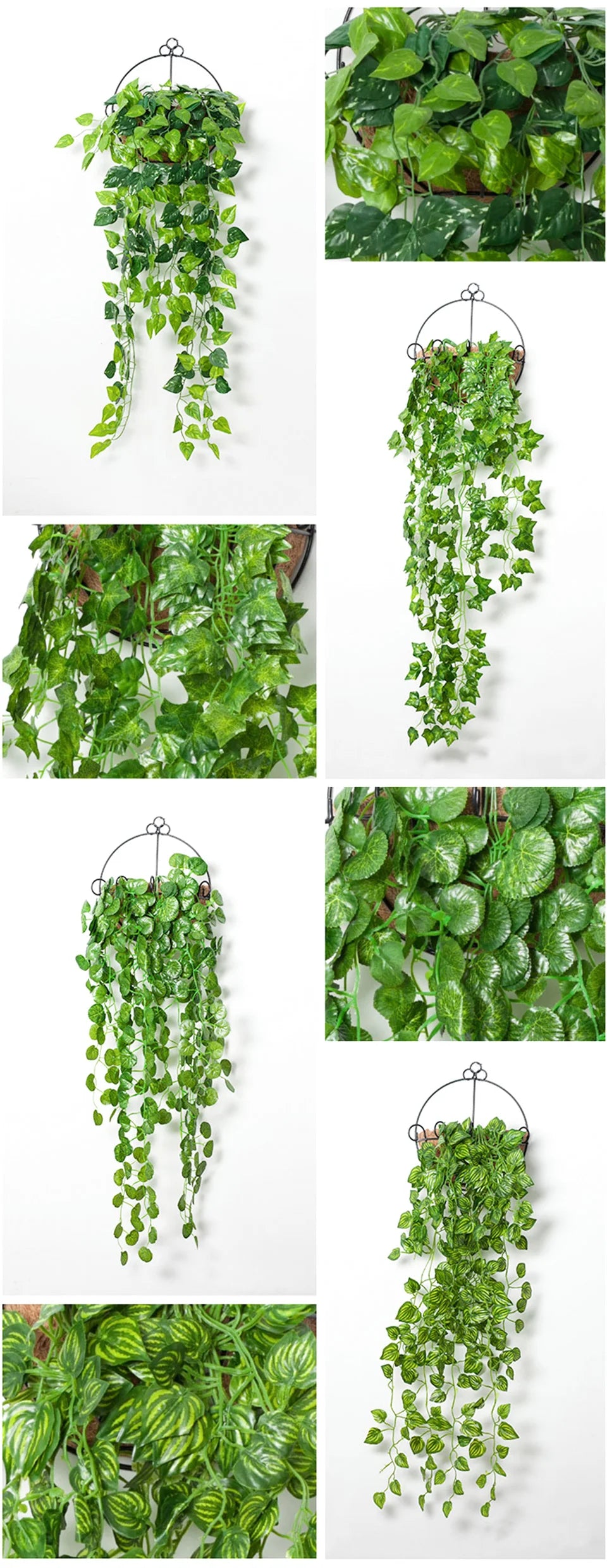 Artificial Plant Vines Wall Hanging Rattan Leaves Branches Outdoor Garden Home Decoration Plastic Fake Silk Leaf Green Plant Ivy