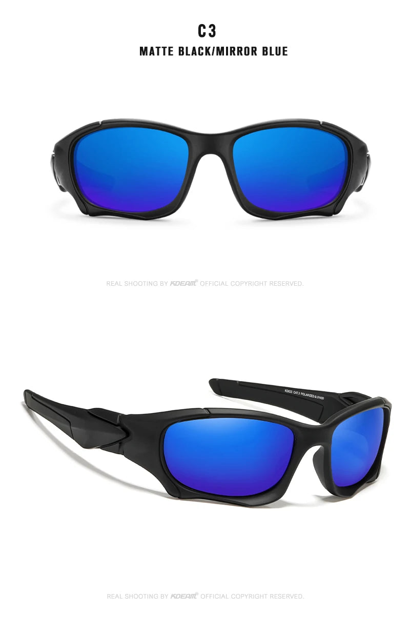 KDEAM Outdoor Sports Polarized Sunglasses Men Curve Cutting Frame Stress-Resistant Lens Shield Sun Glasses Women KD0623