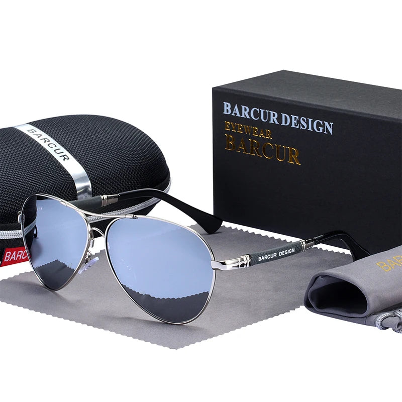 BARCUR Design Titanium Alloy Sunglasses Polarized Men's Sun Glasses Women Pilot Gradient Eyewear Mirror Shades Oculos De Sol