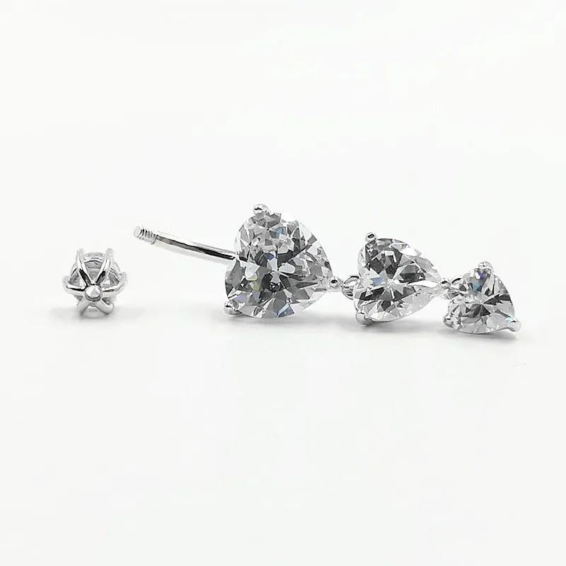 925 sterling silver belly button ring heart cubic zircon navel belly piercing jewelry