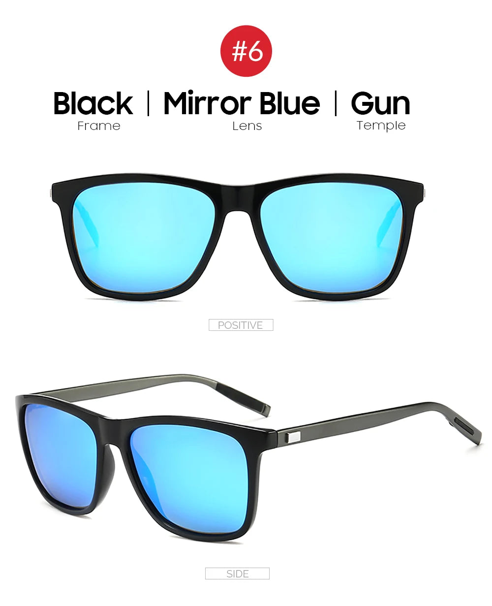 VIVIBEE Luxury Square Polarized Sunglasses Men Driving Blue Mirror Lens Classic Unisex Sun Glasses 2024 Trends Women Shades