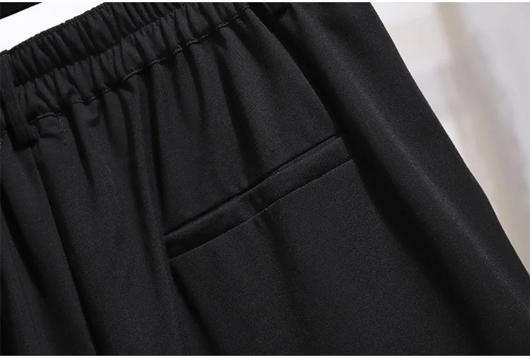 150Kg Plus Size Women's Summer Casual High-Waisted Wide-Leg Shorts 5XL 6XL 7XL 8XL 9XL Thin A-Line Shorts Black