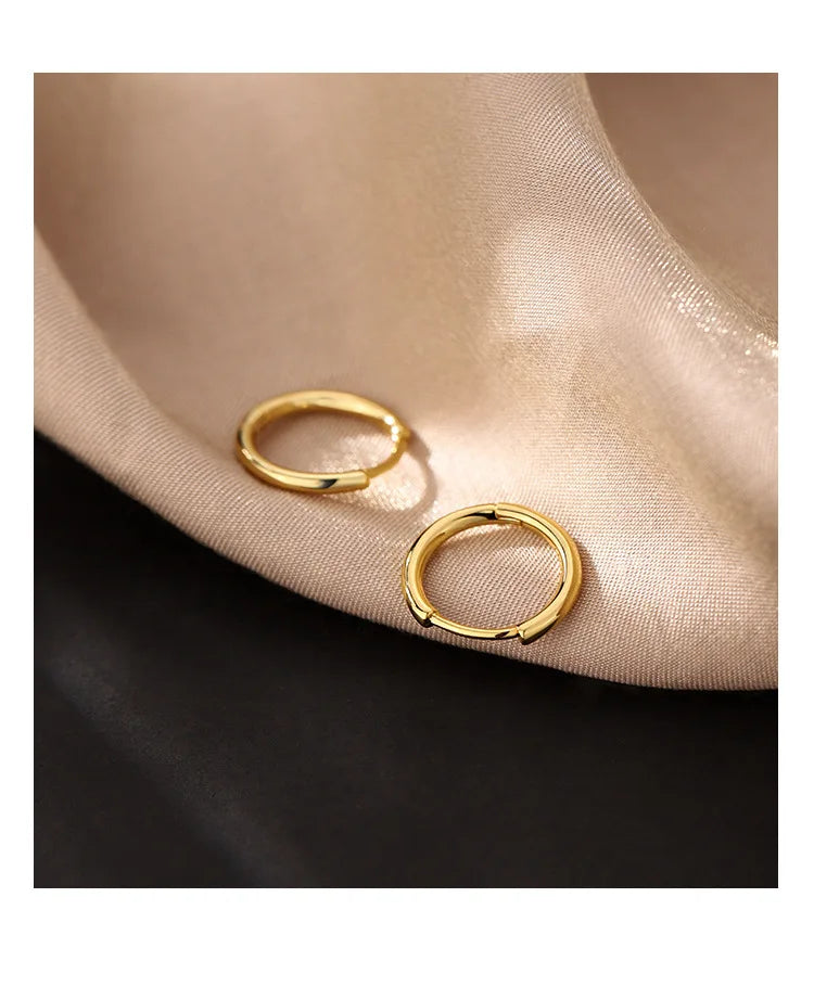 Glossy Hoop Earrings 925 Silver Gold Color Earrings Piercing Accessory Trendy Huggie Female Hoops For Men