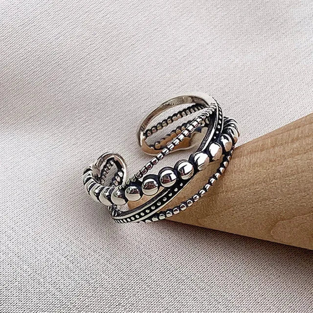 Vintage Punk 925 Sterling Silver Rings Fashion Simple Twist Weaving Multilayer Geometric Party Jewelry Gifts for Women