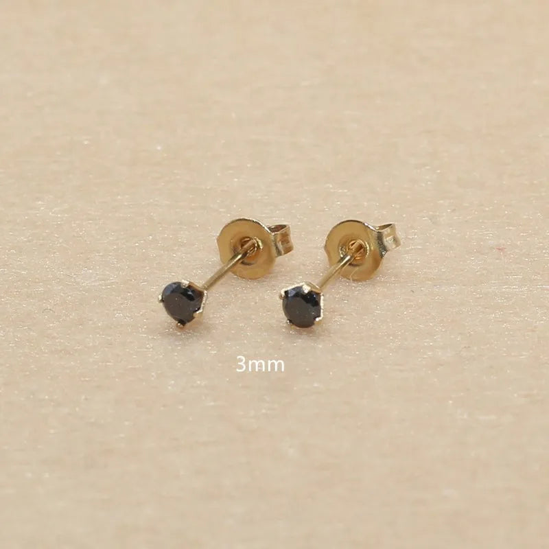 3mm AAA Round Colorful Zircons White Stud Earrings With Stianless Steel Needle Brief Jewelry 20 Colors For Choose No Allergy