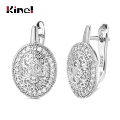 Kinel Classic 925 Sterling Silver Oval Natural Zircon Trendy Spinel Engagement Stud Earrings for Women Fien Jewelry