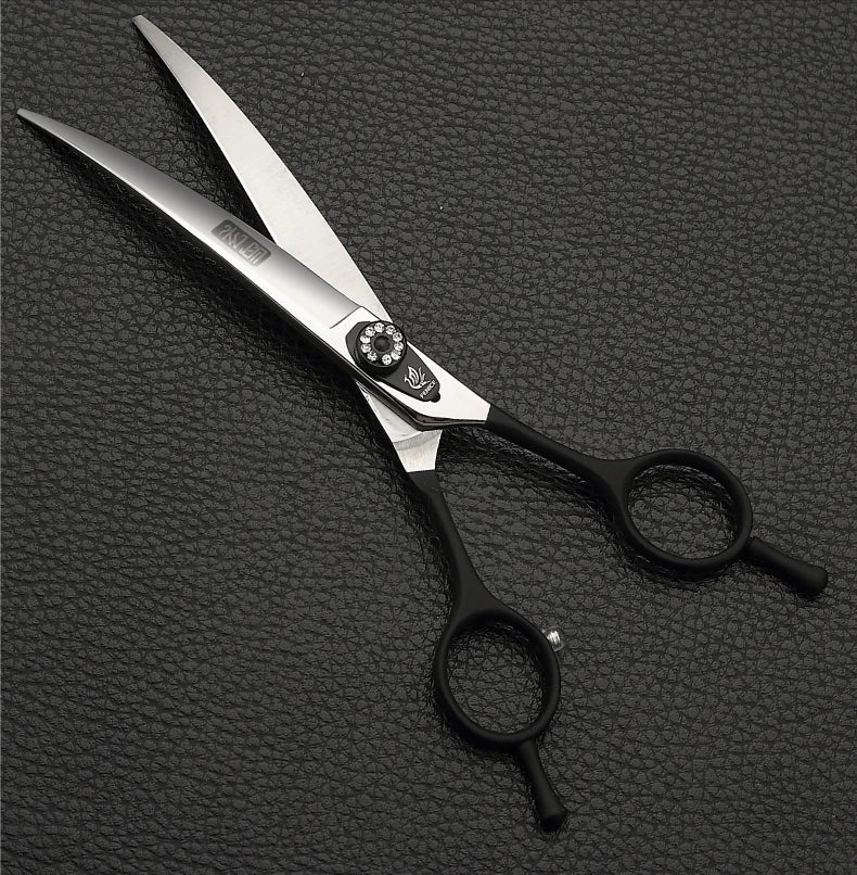 Fenice 7.0 7.5 8.0 Inch Professional Black Grooming Scissors Curved Shear for Teddy/Pomeranian Dogs Pet Grooming Tools JP 440C