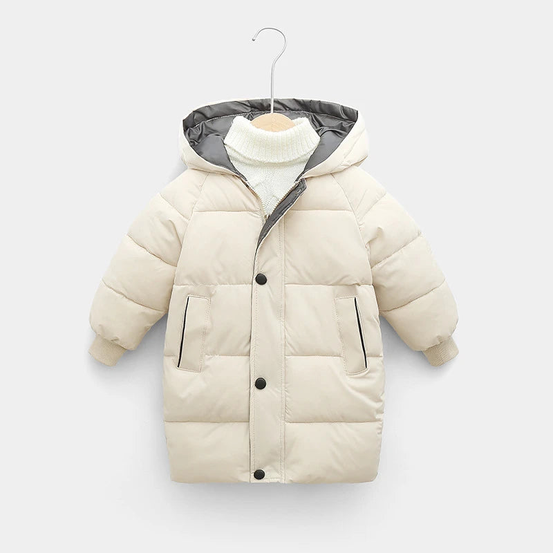 Kids Down Long Outerwear Winter Autumn Teen Cotton Clothes Boys Girls Cotton-Padded Parka Coats Big Children Thicken Warm Jacket