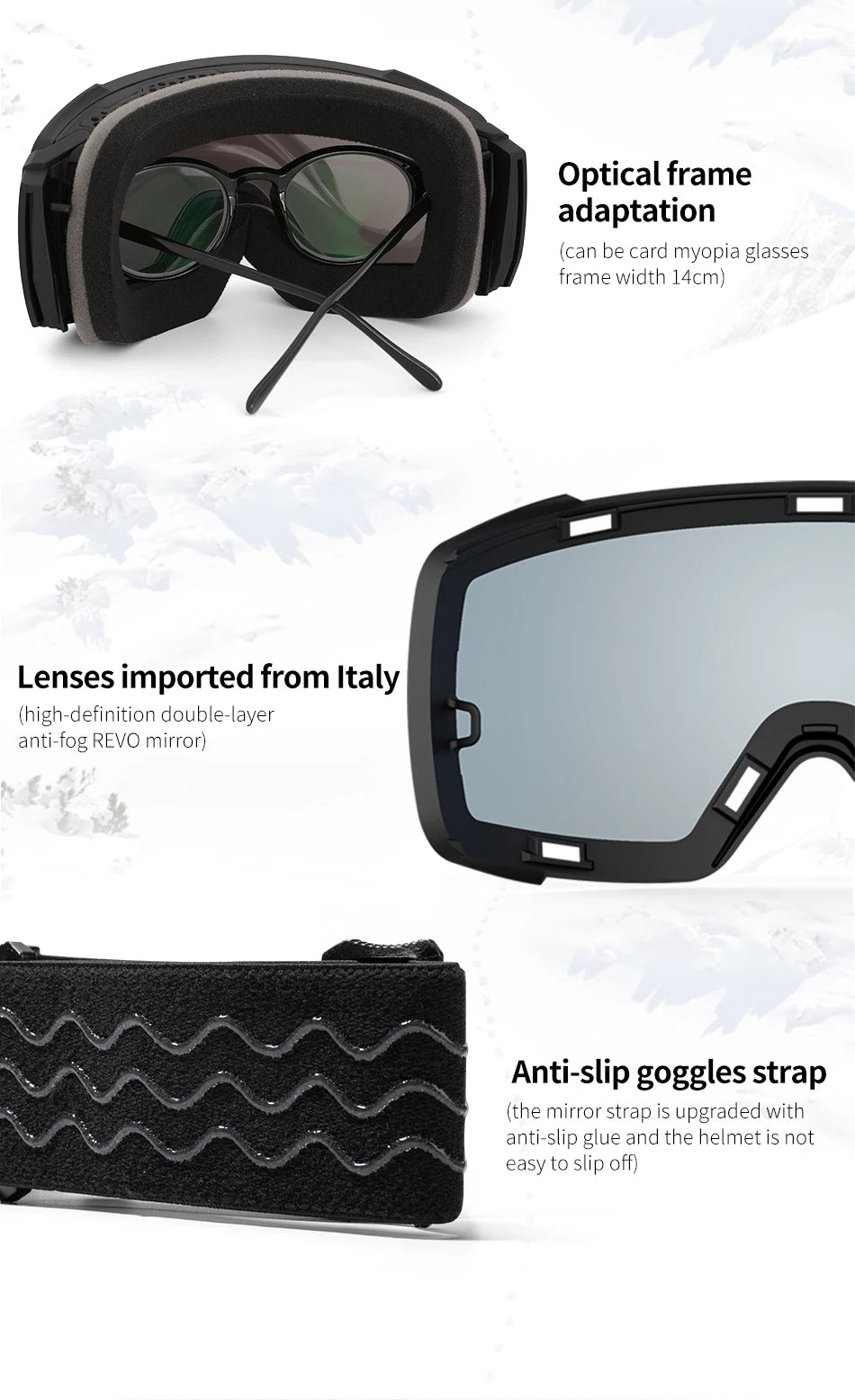 Copozz Magnetic Polarized Ski Goggles Anti-Fog Winter Double-Layers UV400 Protection Men Ski Glasses Eyewear with Lens Case Set