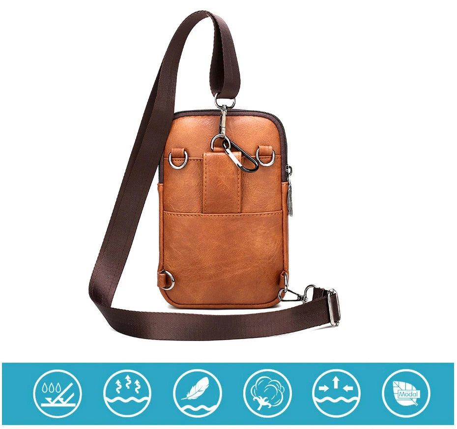 JEEP BULUO Men Shoulder Messenger Bags Small Multi-function Sling Chest Bag Legs Waist Bag For Man New Fashion Casual Crossbody