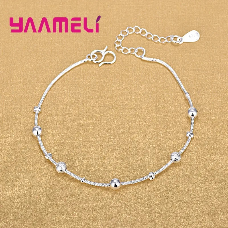 Trendy Women Foot Chains Adjustable Mujer Charm 925 Sterling Silver Color Anklets Bohemia Jewelry Summer Holiday Design