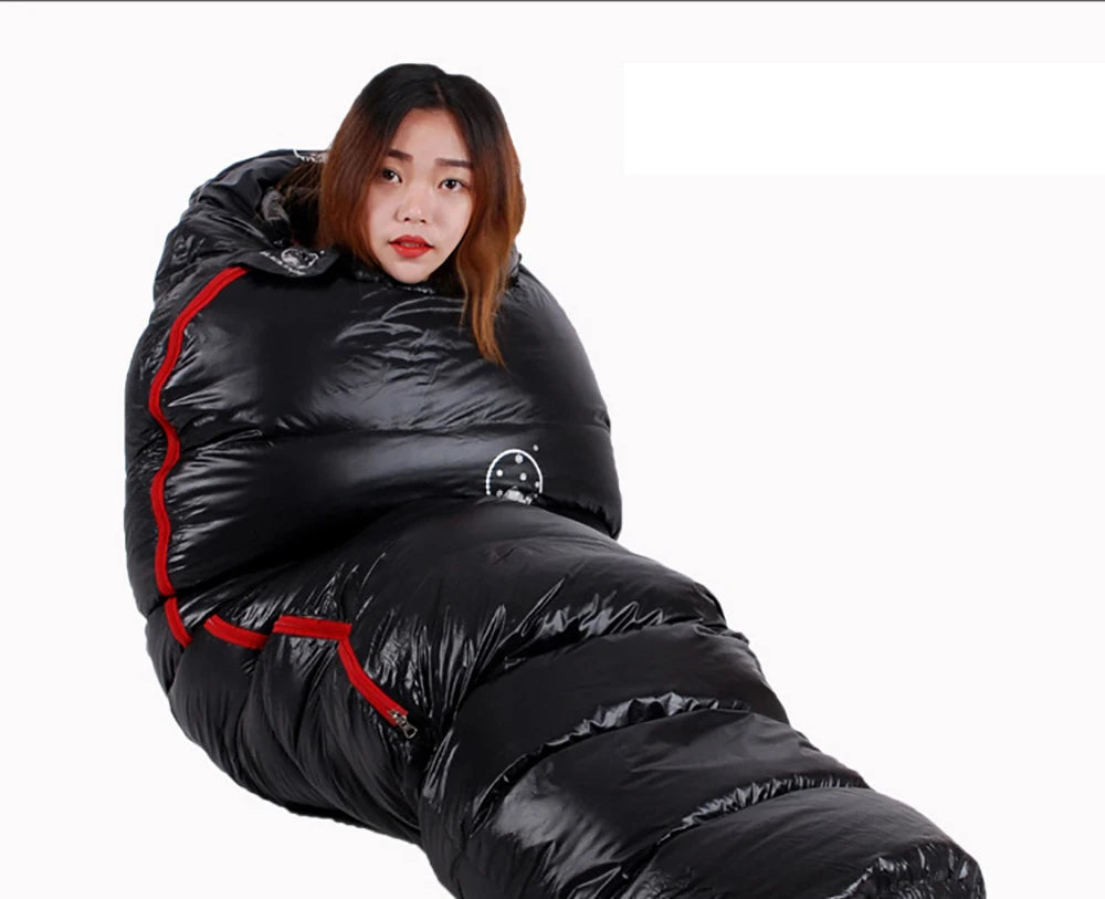 Very Warm White Goose Down Filled Adult Mummy Style Sleeping Bag Fit for Winter Thermal 4 Kinds of Thickness Travel Camping