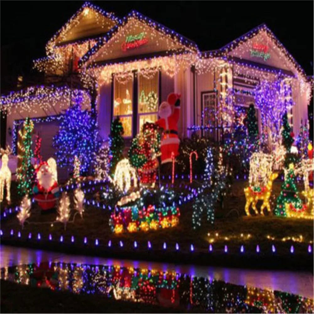 EU/US Plug Xmas Outdoor Christmas Lights Led String Lights 100LED 10M Luces Decoracion Fairy Light Holiday Lighting Tree Garland