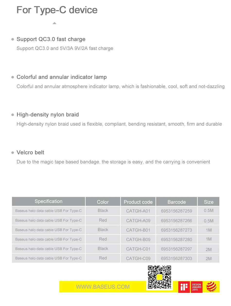 3A USB Type C Fast Charging Cable for Xiaomi, Samsung, Huawei | LED Indicator | Bulbusbow