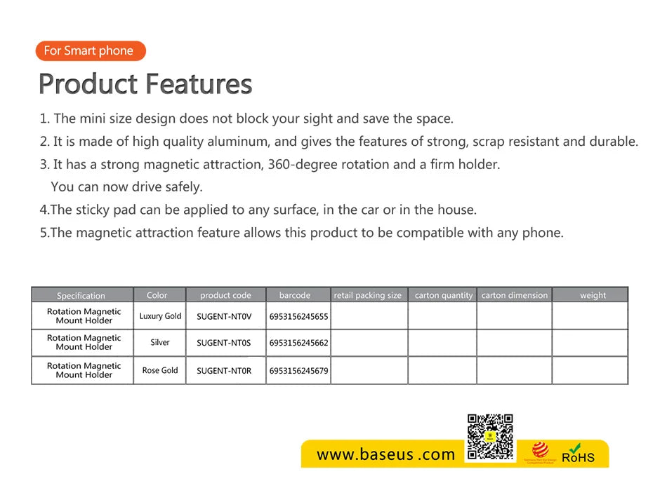 Baseus 磁性车载手机支架适用于 iPhone 12 11 X 三星磁铁车载支架手机车内手机支架