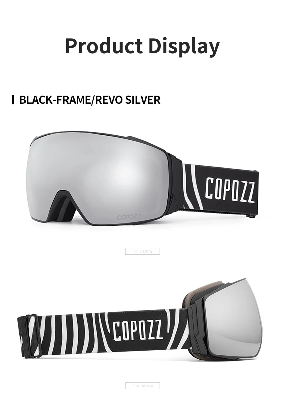 Copozz Magnetic Polarized Ski Goggles Anti-Fog Winter Double-Layers UV400 Protection Men Ski Glasses Eyewear with Lens Case Set