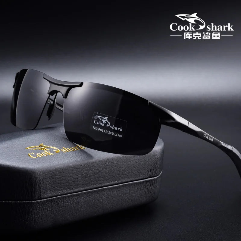 Cook Shark's new aluminum magnesium sunglasses men's sunglasses HD polarized driving drivers color glasses tide