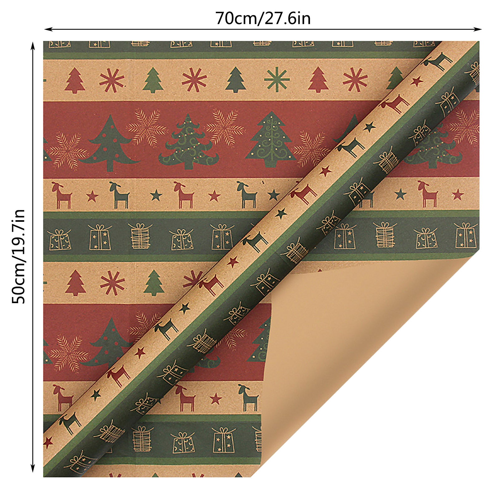 1PCs Single-sided Christmas Wrapping Paper Classic Santa Claus Patterns Artware Packing Paper Christmas Decoration 70cmX50cm#02