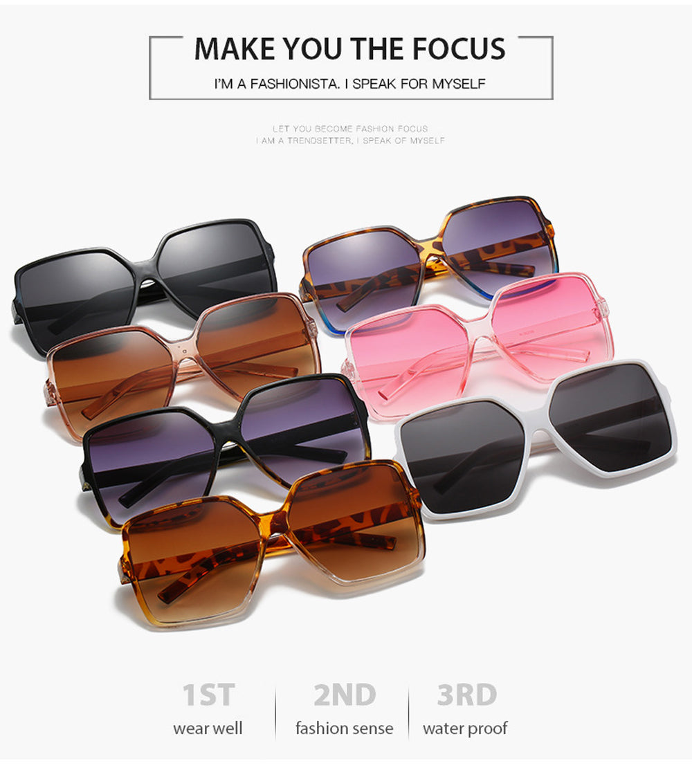 Black Square Oversized Sunglasses Women Big Frame Colorful Sun Glasses Female Mirror Oculos Unisex Gradient Hip Hop Shades