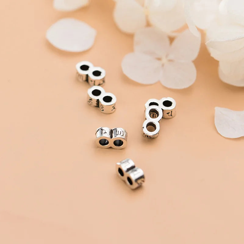 MEETSOFT Trendy 925 Sterling Silver 4mm Double Hole Space Bead Charms Handmade Of DIY Fine Jewelry Necklace wholesale Accessory